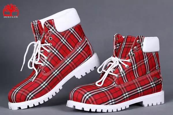timberland chaussures marque exterieure plaid rouge
